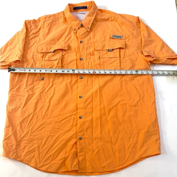 Columbia PFG Shirt MENS XL Tamiami Vented Short Sleeve Button Down Orange‎ Fish - Picture 3 of 4